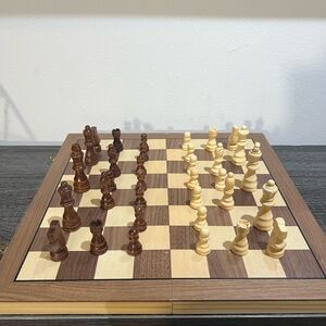 Wooden Chess Set - Brown and Cream